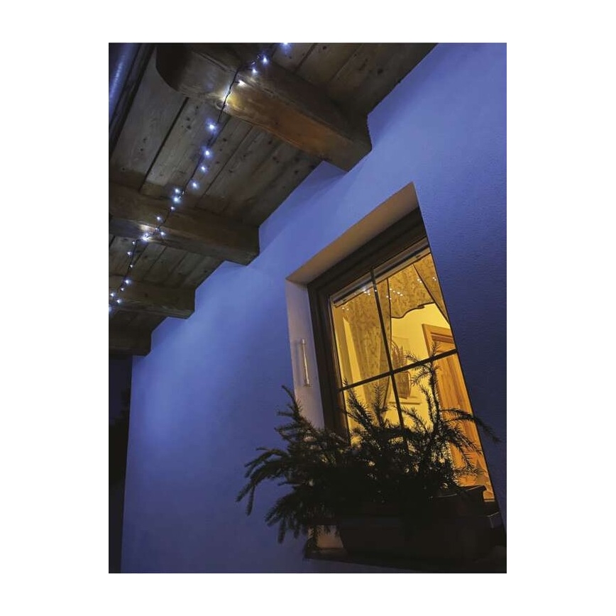 Guirlanda LED para exterior, 80 LEDs / 13 m, IP44, branco frio