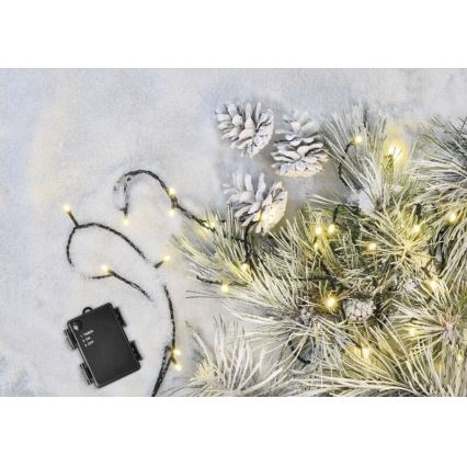 Guirlanda LED para exterior 80xLED/3xAA 6,1m IP44 branco quente