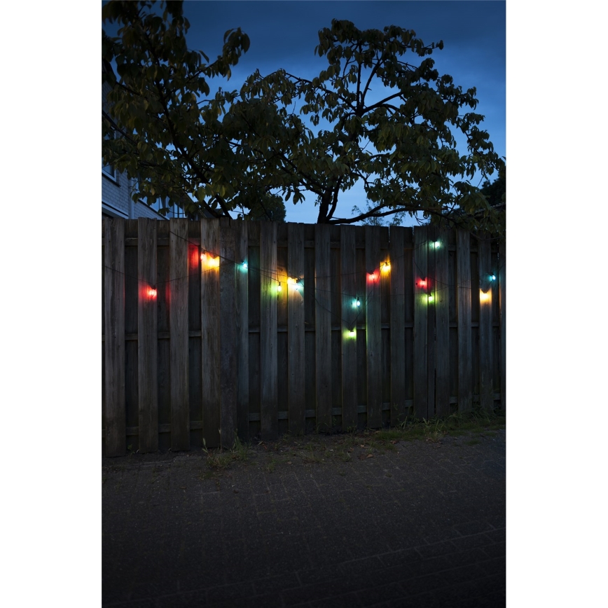 Guirlanda LED para exterior CONE FILAMENT 20xE10 19m multicolor/branco quente IP44, Fabricado na UE
