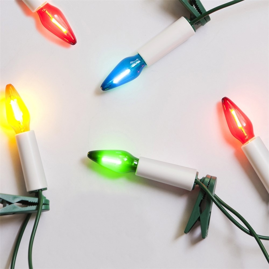 Cordão LED para exterior FELICIA FILAMENT 20xE10 19m, colorido/branco quente, IP44, Fabricado na República Checa