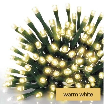Guirlanda LED para exterior — 180 LEDs, 23 m, IP44, branco quente