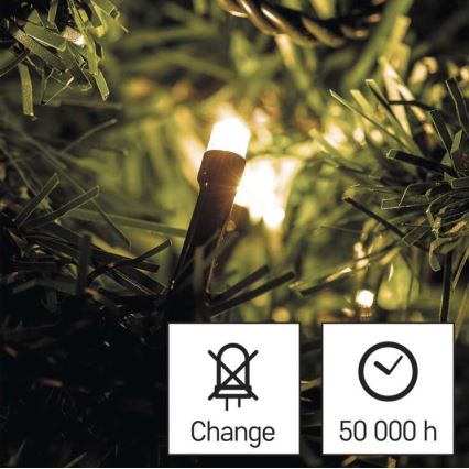Guirlanda LED para exterior — 180 LEDs, 23 m, IP44, branco quente