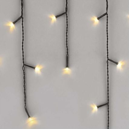 Guirlanda LED para exterior — 200 LEDs, 8 modos, 8,6 m, IP44, branco quente