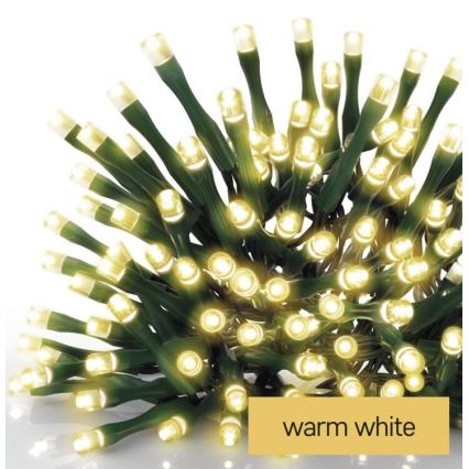 Guirlanda LED para exterior — 200 LEDs, 8 modos, 8,6 m, IP44, branco quente