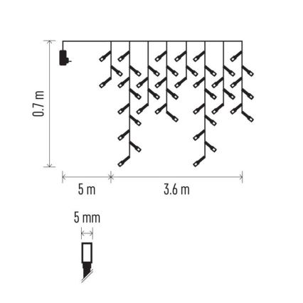 Guirlanda LED para exterior — 200 LEDs, 8 modos, 8,6 m, IP44, branco quente