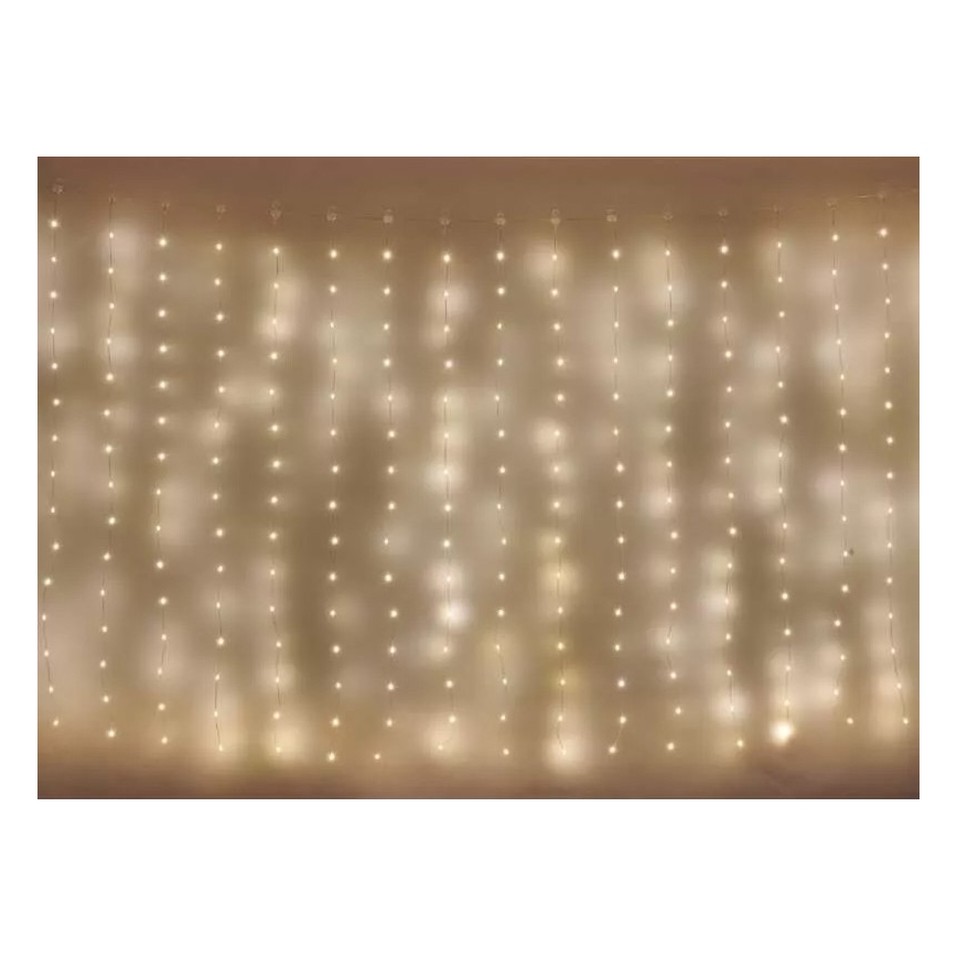 Guirlanda LED para exterior — 240 LEDs / 8 funções, 6,7 m, IP44, branco quente