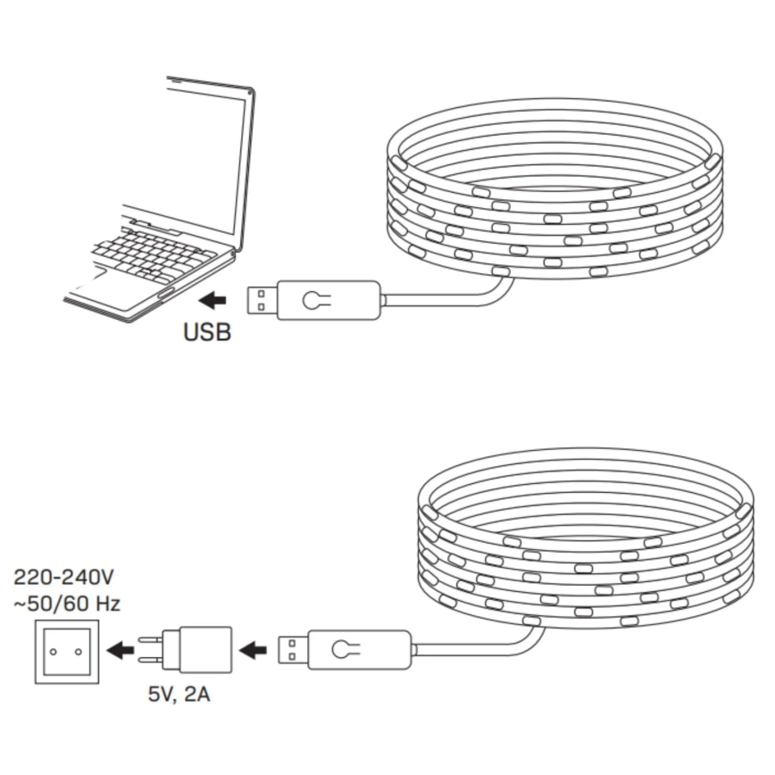 Guirlanda LED RGB / 10 W / 5 V / 10 m / USB + comando remoto