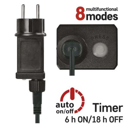 Guirlanda luminosa de Natal LED, 200 LEDs, 8 funções, 25 m, IP44, multicolorida