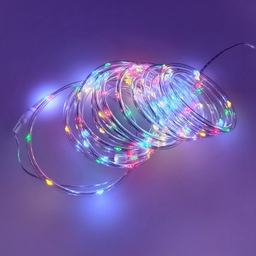 Guirlanda luminosa de Natal LED para exterior 100xLED/3xAA 5,45 m IP44 multicolor