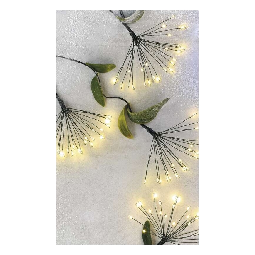 Guirlanda luminosa LED, 300 LEDs, 5,2+3 m, branco quente
