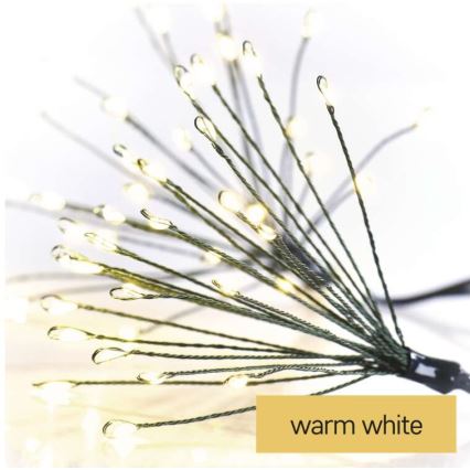 Guirlanda luminosa LED, 300 LEDs, 5,2+3 m, branco quente