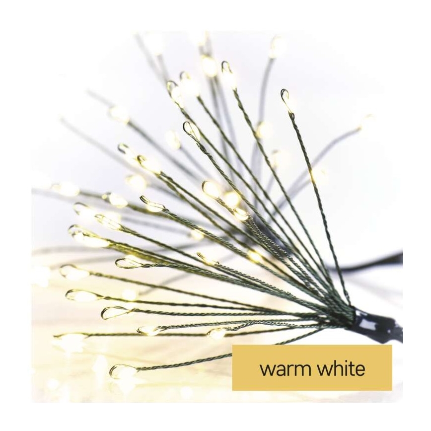 Guirlanda luminosa LED, 300 LEDs, 5,2+3 m, branco quente
