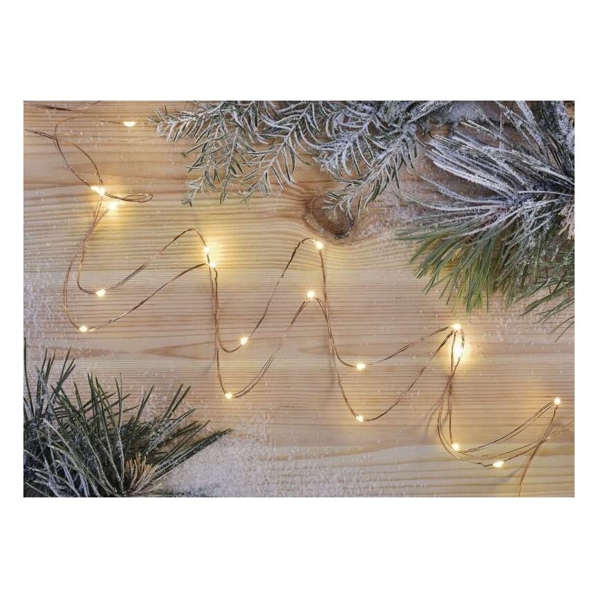 Guirlanda luminosa LED de Natal 20 LEDs/2,4 m branco quente