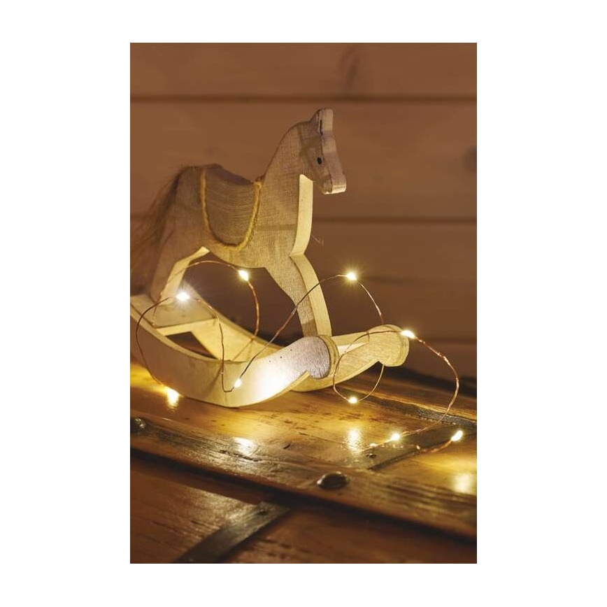 Guirlanda luminosa LED de Natal 20 LEDs/2,4 m branco quente