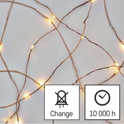 Guirlanda luminosa LED de Natal 20 LEDs/2,4 m branco quente