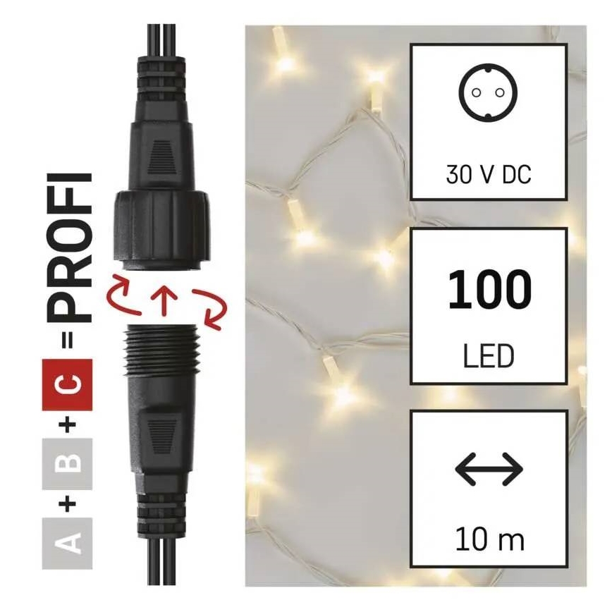 Guirlanda luminosa LED para exterior 100xLED/10m IP44, branco quente