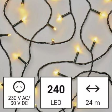 Guirlanda luminosa LED para exterior, 240 LEDs, 8 modos, 29 m, IP44, branco quente
