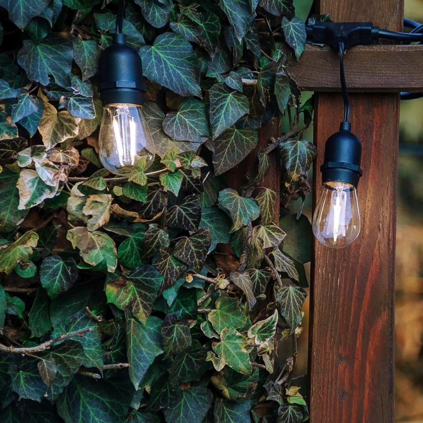 Guirlanda luminosa LED para exterior 30xE27/1W/230V 16,44 m IP44 preta