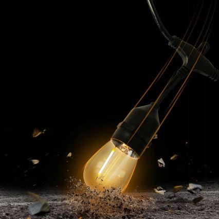 Guirlanda luminosa LED para exterior 30xE27/1W/230V 16,44 m IP44 preta