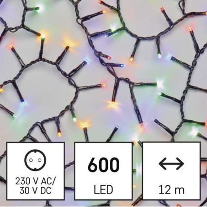 Guirlanda luminosa LED para exterior, 600 LEDs, 17 m, IP44, multicolor