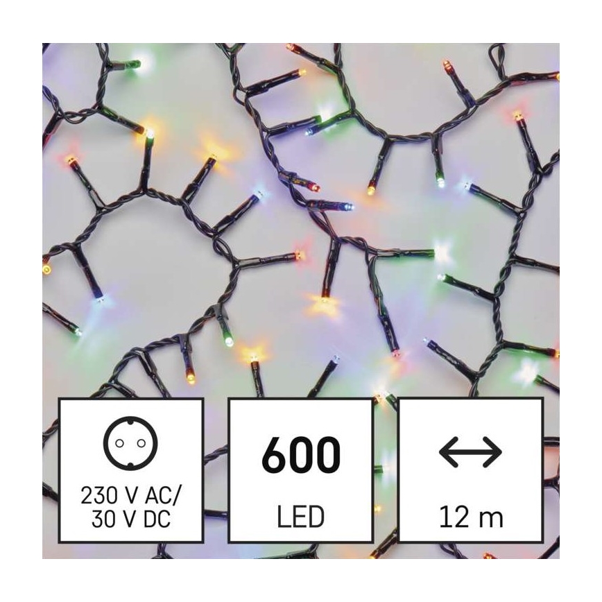 Guirlanda luminosa LED para exterior, 600 LEDs, 17 m, IP44, multicolor