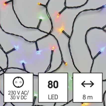 Guirlanda luminosa LED para exterior, 80 LEDs/13 m, IP44, multicolorido