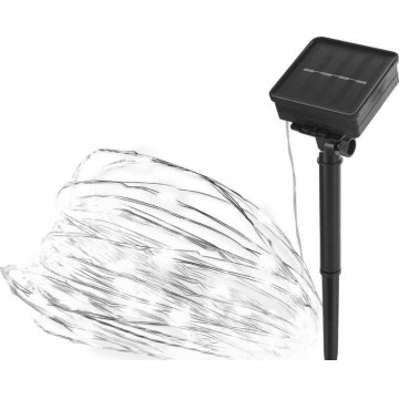 Guirlanda solar 120xLED/2,4W/1,2V 12m IP44 600 mAh branco frio