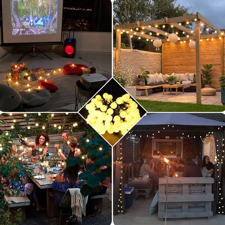 Guirlanda solar decorativa LED 30 LEDs / 8 modos 500 mAh 6,5 m IP67 branco quente