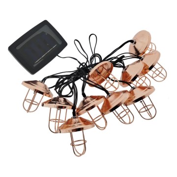 Guirlanda solar LED 10xLED/1,2V 300 mAh 3,8 m IP44 cobre