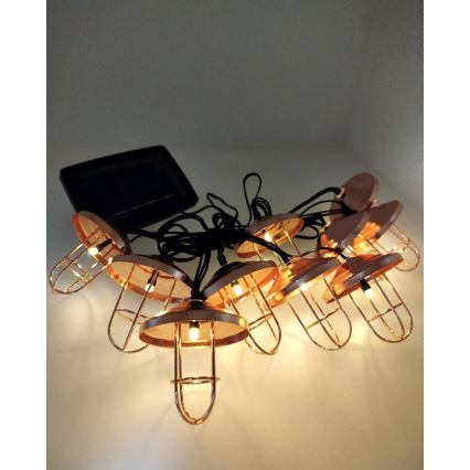 Guirlanda solar LED 10xLED/1,2V 300 mAh 3,8 m IP44 cobre