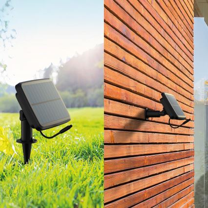 Guirlanda solar LED RGBIC regulável 30xLED/1,3W/3,7/5V 2200 mAh 14,37 m IP65 preta + controlo remoto