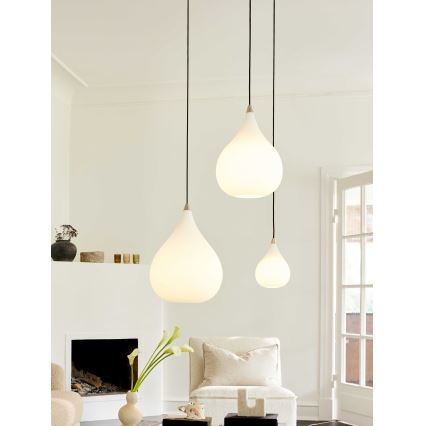 Halo Design 407931 - Candeeiro suspenso com cabo DROPS 1xE27/40W/230V Ø 30 cm branco/cromado mate