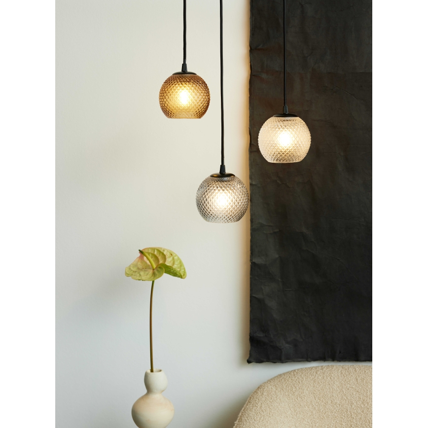 Halo Design 718443 - Candeeiro suspenso com cabo NOBB 1xE27/40W/230V Ø 22 cm cinzento fumado