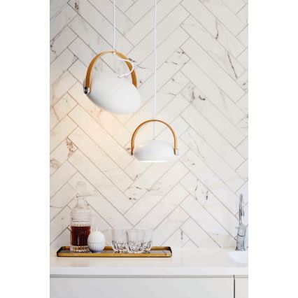 Halo Design 734337 - Lustre suspenso com cabo DC 1xE27/40W/230V diâmetro 26 cm branco/carvalho