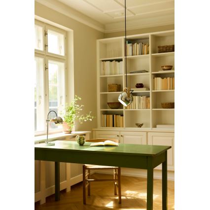 Halo Design 734443 - Lustre pendente em cabo DC 1xE27/40W/230V Ø 18 cm cromado brilhante/carvalho