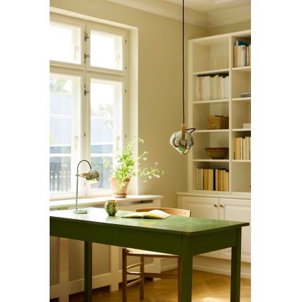 Halo Design 734443 - Lustre pendente em cabo DC 1xE27/40W/230V Ø 18 cm cromado brilhante/carvalho