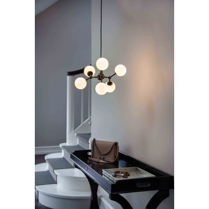 Halo Design 736546 - Lustre suspenso por cabo ATOM 6xG9/28W/230V diâmetro 45 cm preto/branco