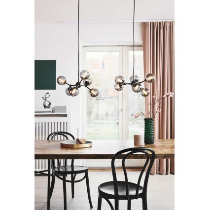 Halo Design 736553 - Lustre em cabo ATOM 6xG9/28W/230V diâmetro 45 cm preto/fumê