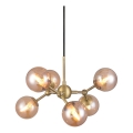 Halo Design 736560 - Lustre suspenso por cabo ATOM 6xG9/28W/230V Ø 45 cm latão/bege fumado