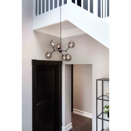 Halo Design 738823 - Lustre suspenso por cabo ATOM 6xG9/28W/230V diâmetro 57 cm preto/fumê