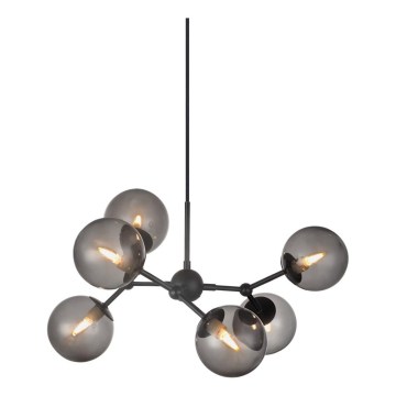 Halo Design 738823 - Lustre suspenso por cabo ATOM 6xG9/28W/230V diâmetro 57 cm preto/fumê