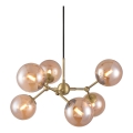 Halo Design 738830 - Lustre suspenso em cabo ATOM 6xG9/28W/230V Ø 57 cm latão/bege fumado