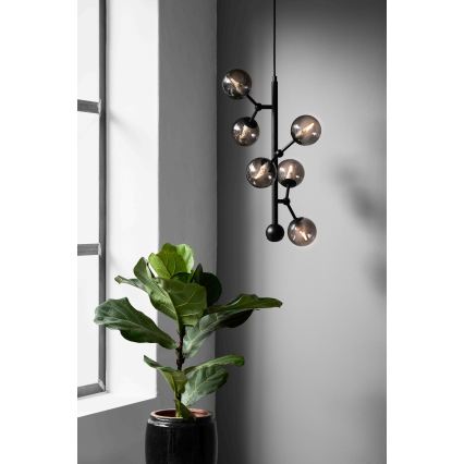 Halo Design 738854 - Lustre em cabo ATOM 6xG9/28W/230V Ø 30 cm preto/fumê