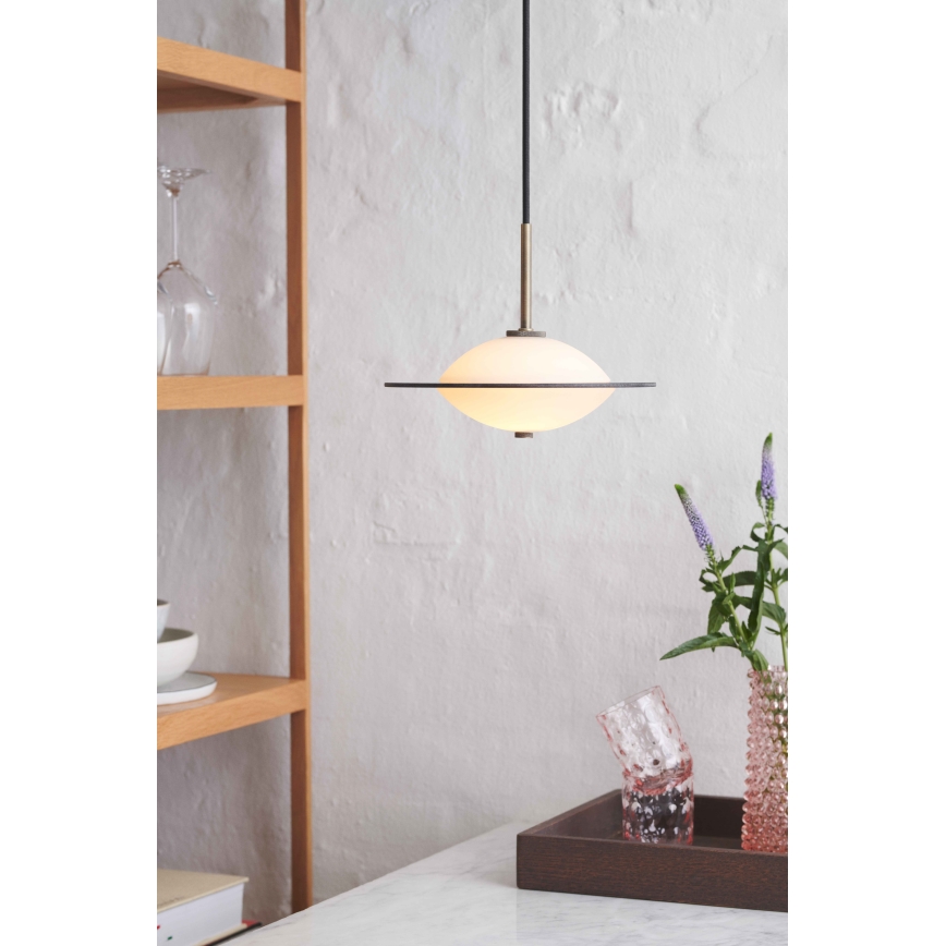 Halo Design 743599 - Candeeiro suspenso com cabo ORBIT 1xG9/7W/230V diâmetro 24 cm branco/latão/cinzento fumado