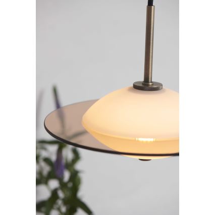 Halo Design 743599 - Candeeiro suspenso com cabo ORBIT 1xG9/7W/230V diâmetro 24 cm branco/latão/cinzento fumado