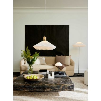 Halo Design 744268 - Lustre suspenso por cabo PARIS 1xE27/60W/230V diâmetro 56 cm branco/latão/carvalho