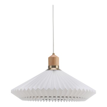 Halo Design 744268 - Lustre suspenso por cabo PARIS 1xE27/60W/230V diâmetro 56 cm branco/latão/carvalho
