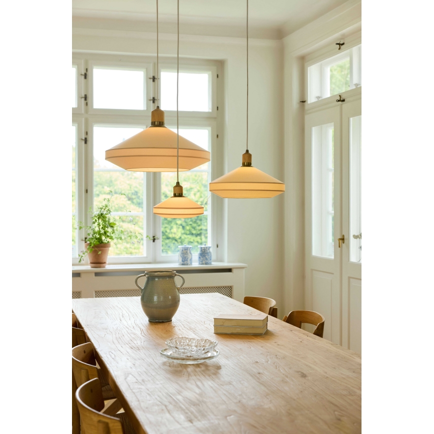 Halo Design 744305 - Lustre suspenso por cabo PARIS 1xE27/40W/230V Ø 56 cm creme/latão/carvalho