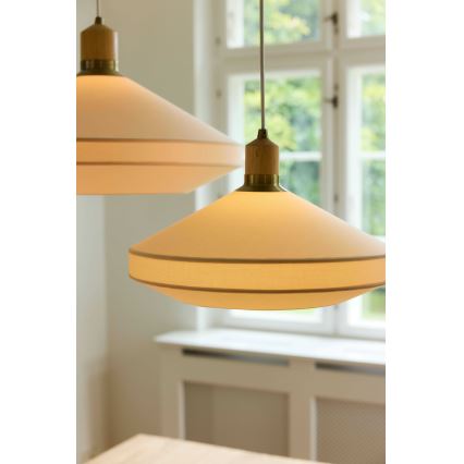 Halo Design 744305 - Lustre suspenso por cabo PARIS 1xE27/40W/230V Ø 56 cm creme/latão/carvalho