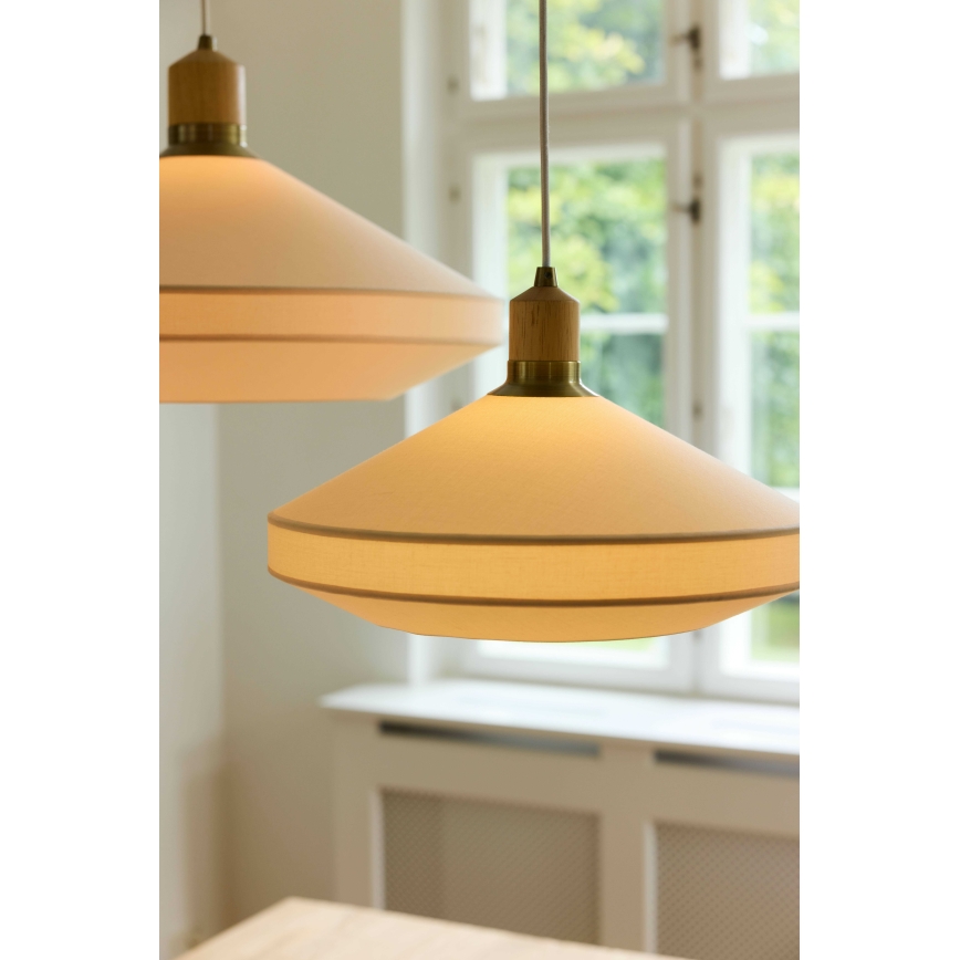 Halo Design 744305 - Lustre suspenso por cabo PARIS 1xE27/40W/230V Ø 56 cm creme/latão/carvalho